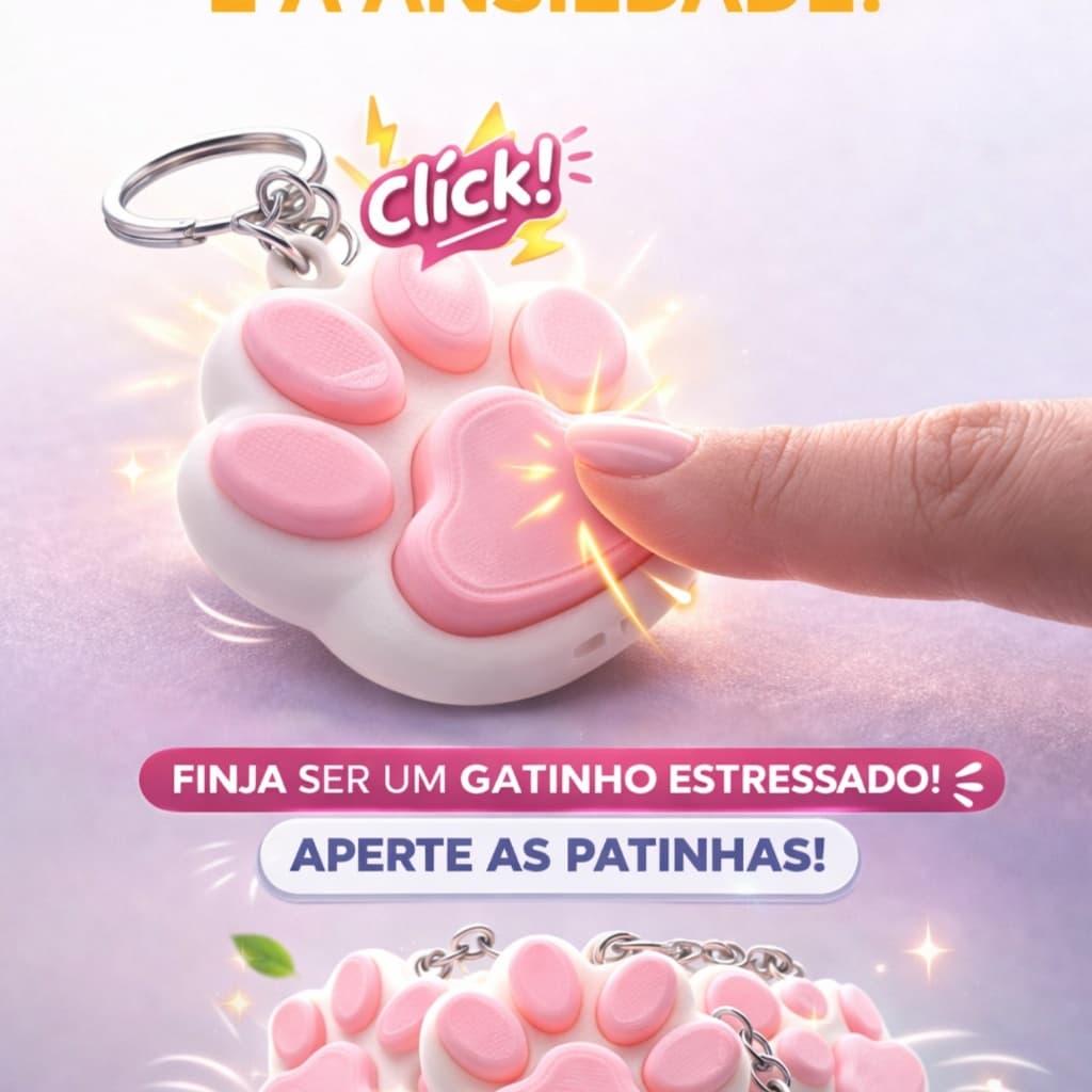 Chaveiro Patinha  Clicker Fidget Toy Anti Ansiedade Relaxamento Crianças e Adultos
