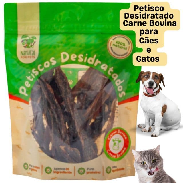 Petisco Desidratado Carne Bovina para Cães e Gatos