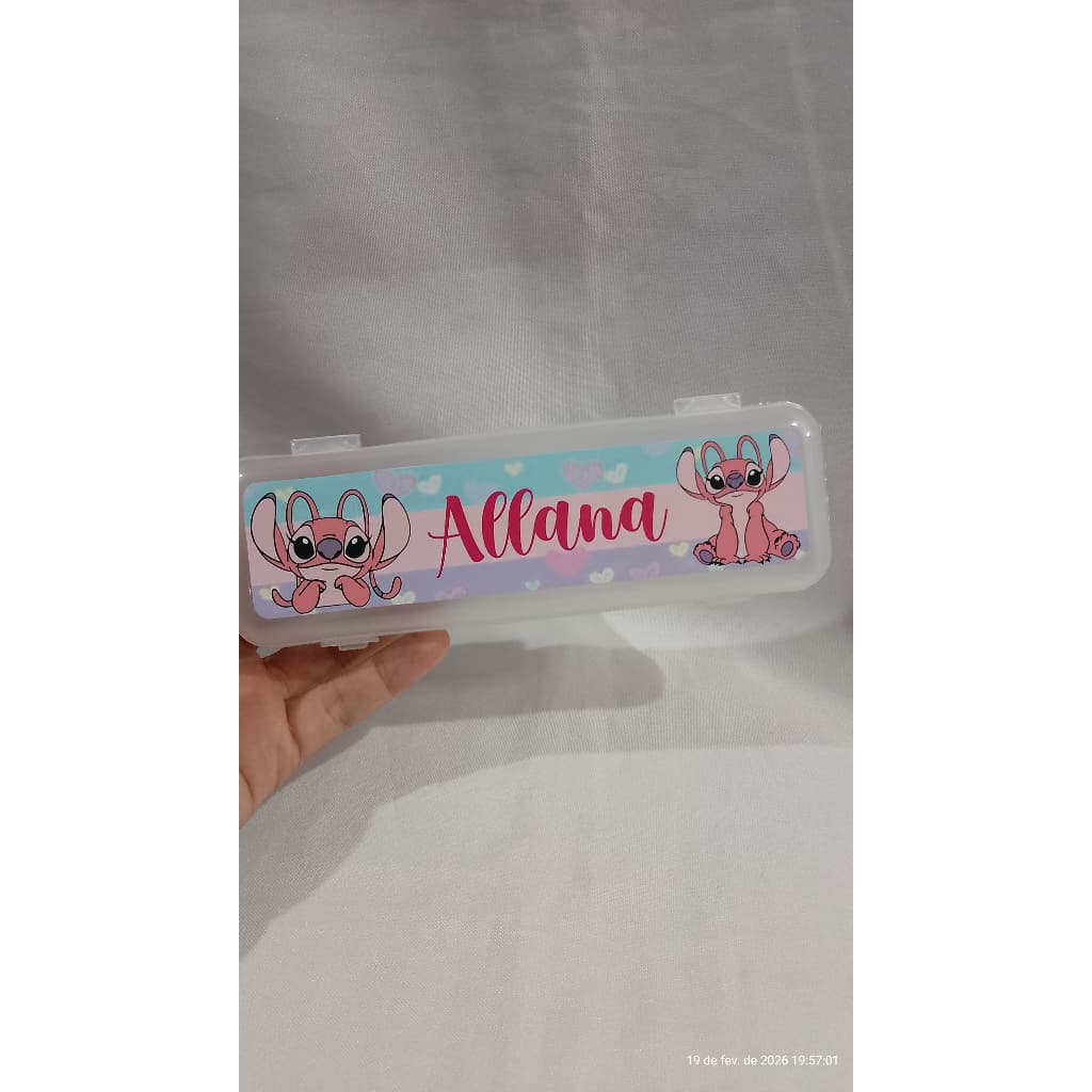 Angel Stich Estojo escolar Porta Escova de Dentes Personalizado Volta as Aulas