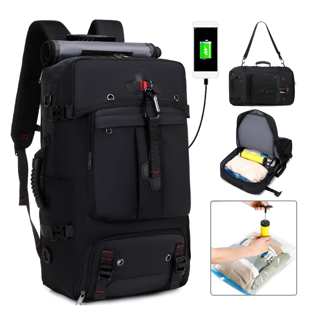 Mochila de Viagem com Compressão a Vácuo Impermeável Grande Capacidade Resistente