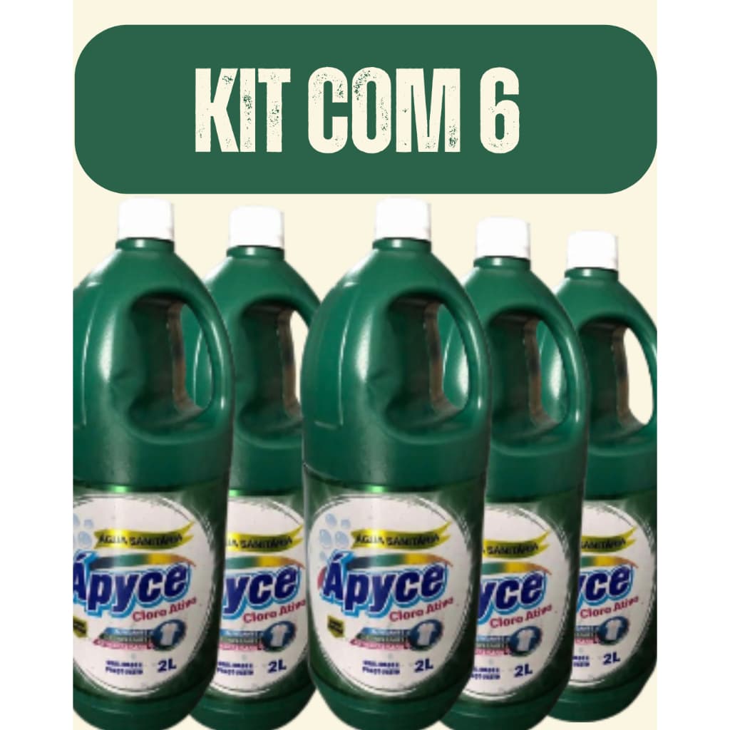 Água Sanitária cloro ativo 2 litros - kit com 6 unidades