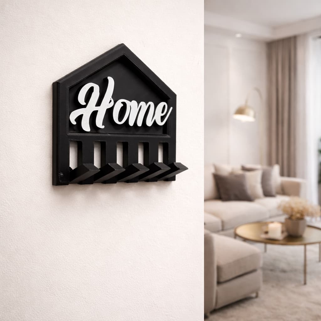 Porta Chaves de Parede Home com Ganchos Retráteis Ocultos | Organizador Moderno para Entrada