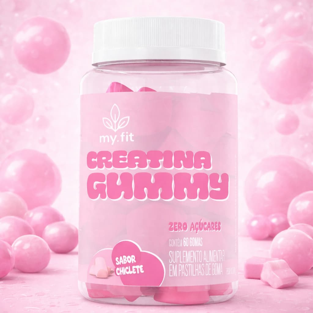 Creatina Gummy, Sabor Chiclete (60 Gomas) 3g de Creatina por Dose, Zero Açúcar - My Fit