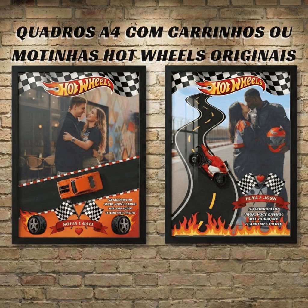 Quadro carrinho Hot wheels personalizado casal com foto presente namorados