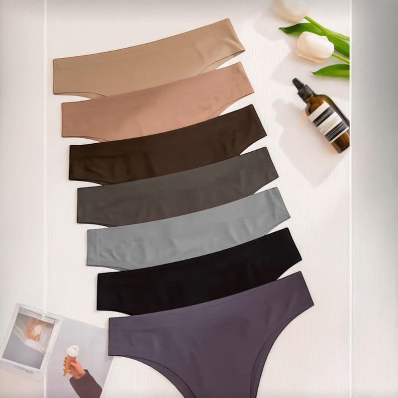 Kit 5 Calcinhas Confortável Sem Costura Leve Poliamida Tanga Cintura Média Corte a Laser Não Marca