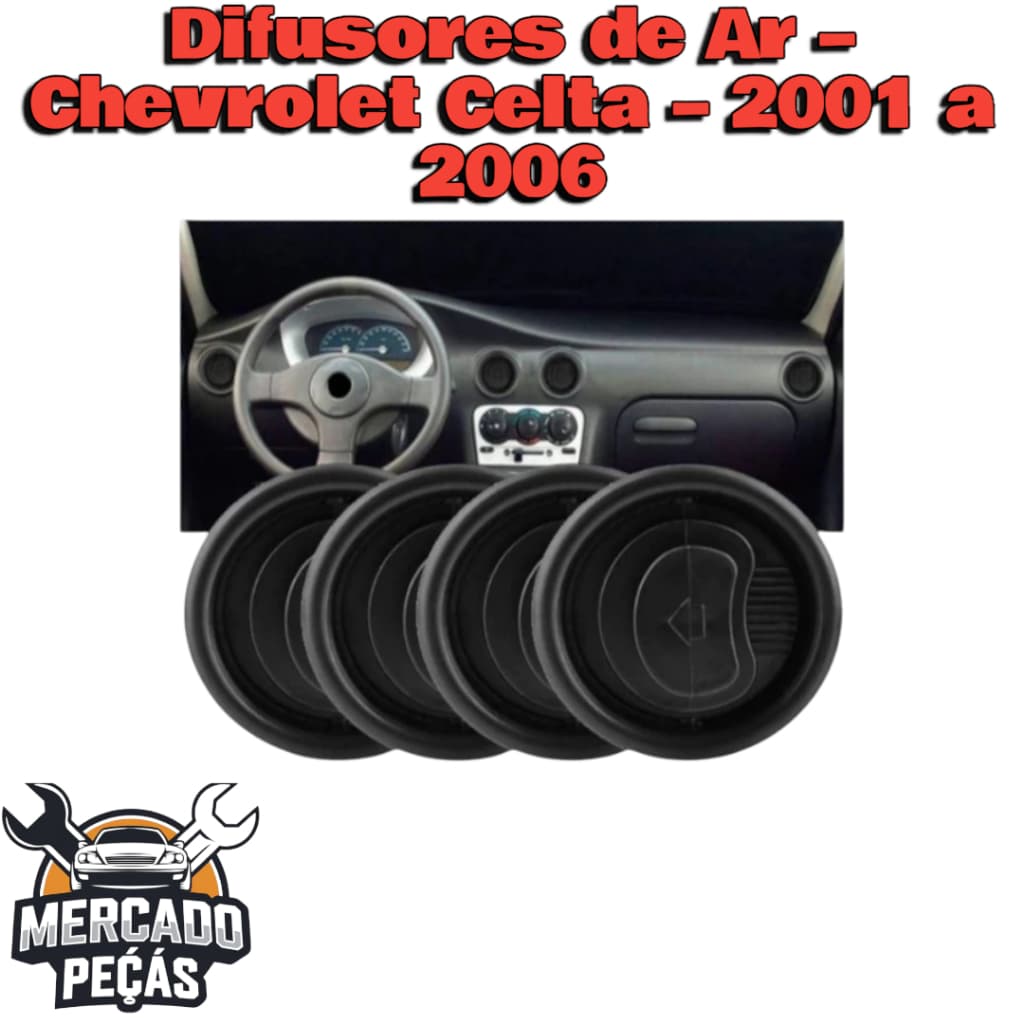 Chevrolet Celta 2001 a 2006 Difusor Saída Ar Central Lateral com Suporte Painel Encaixe Perfeito