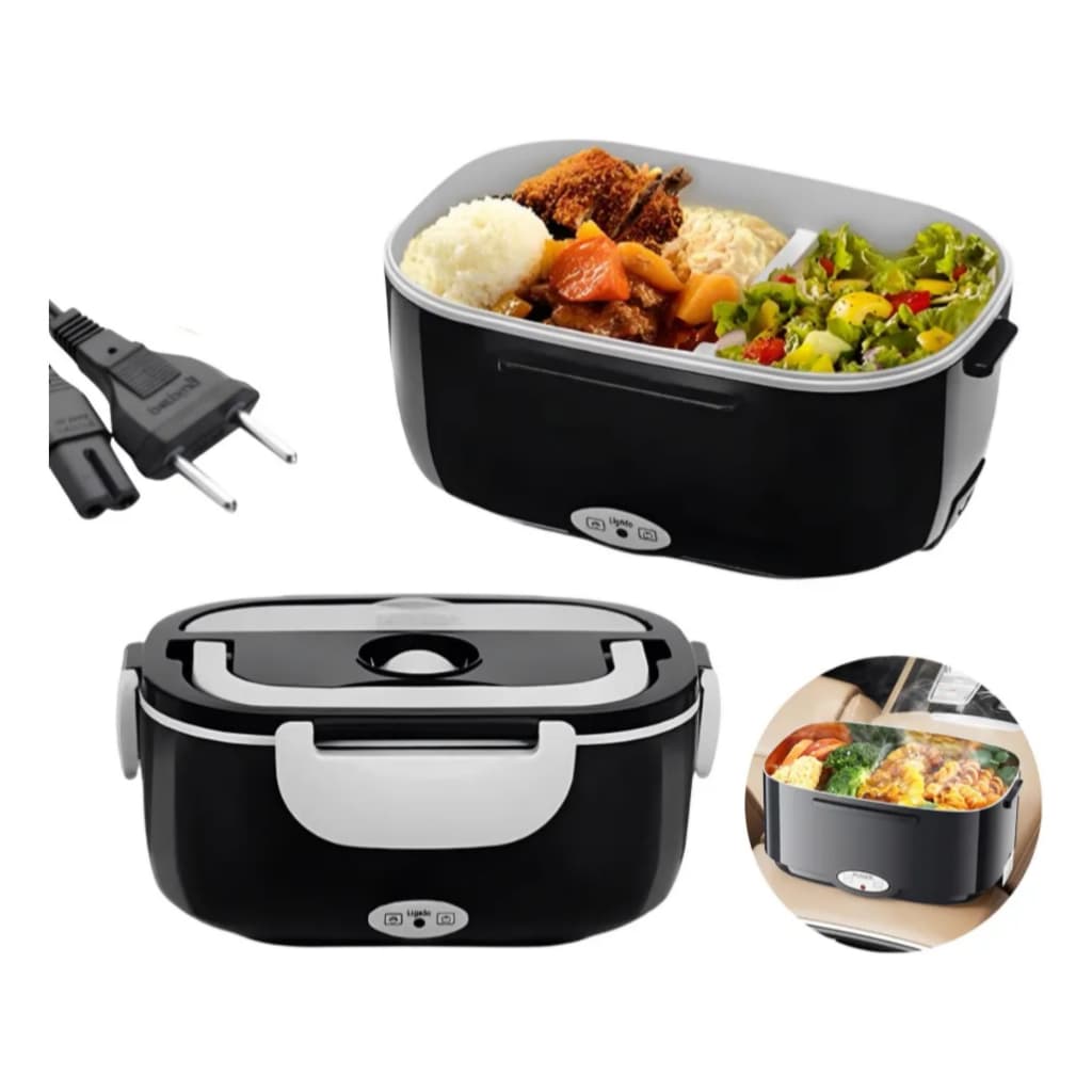 Marmita Elétrica AQUECER Comida Termica Bivolt 1,5L 40W Preta Compacta