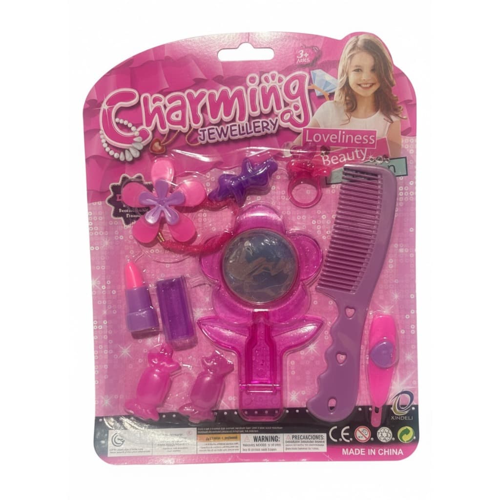 Kit de Beleza Infantil Charmoso com Espelho Batom Pente e Acessórios