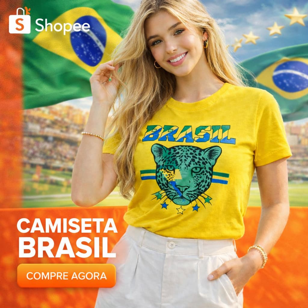 Camiseta T-Shirt com estampa silk BRASIL onça TAM ÚNICO (36 - 42)