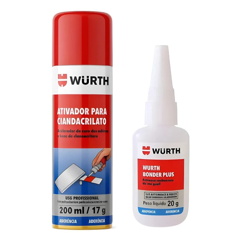 Kit Colagem Para Madeira Cola Cianoacrilato E Ativador Wurth