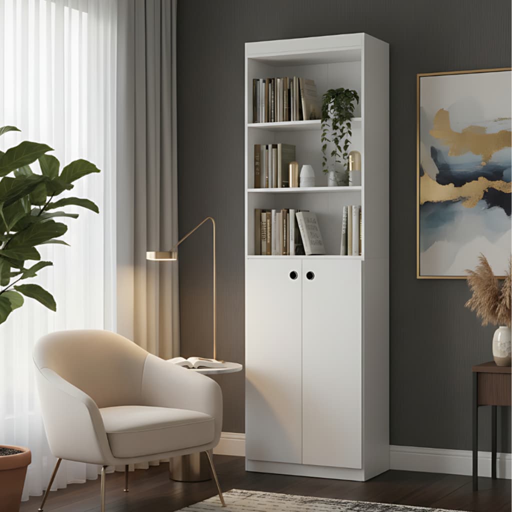 Estante Livreiro Com 5 Prateleiras e 2 Portas Verona Premium