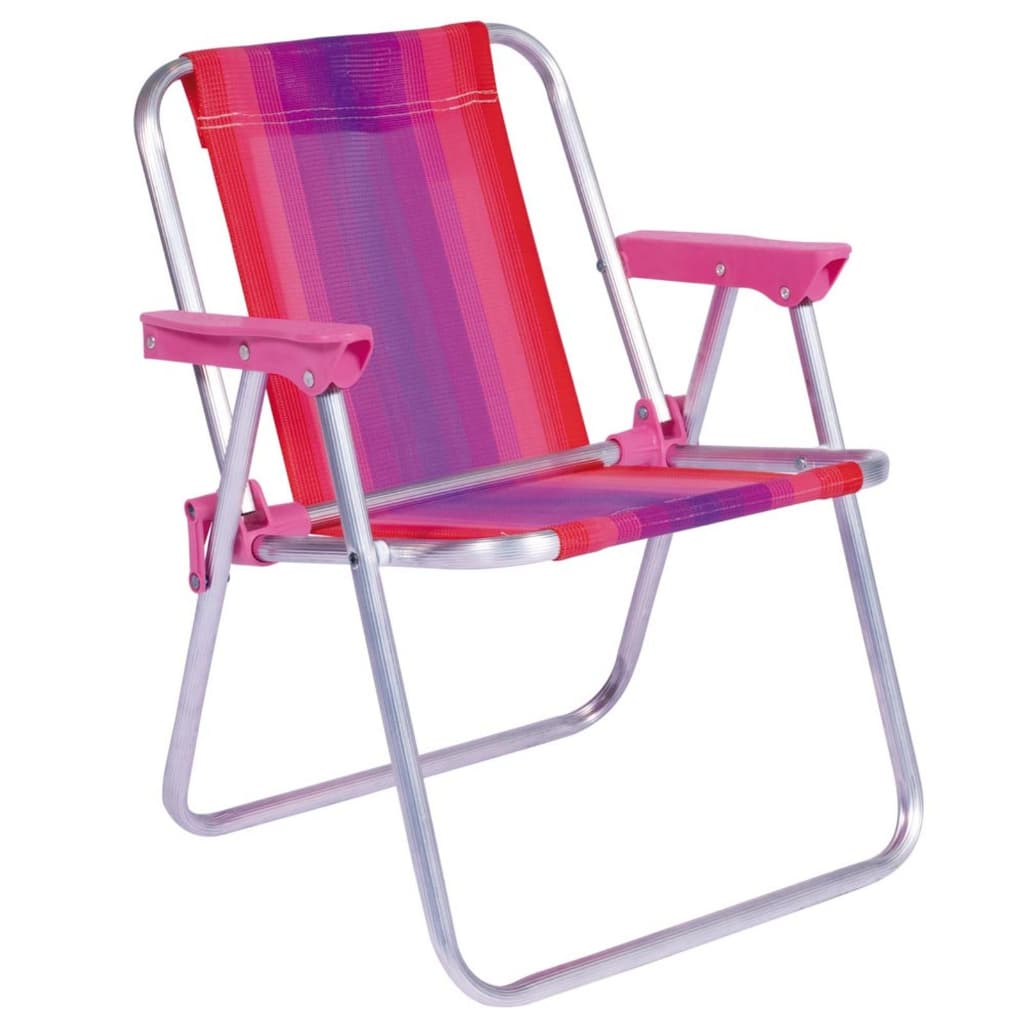 Cadeira de Praia Infantil Alta Dobrável Alumínio Rosa Mor 30kg