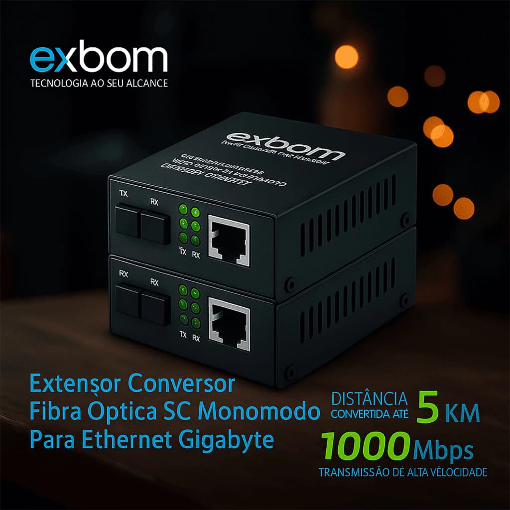Kit Conversor de Fibra para Rede RJ45 Exbom CFO-NK1000 Exbom
