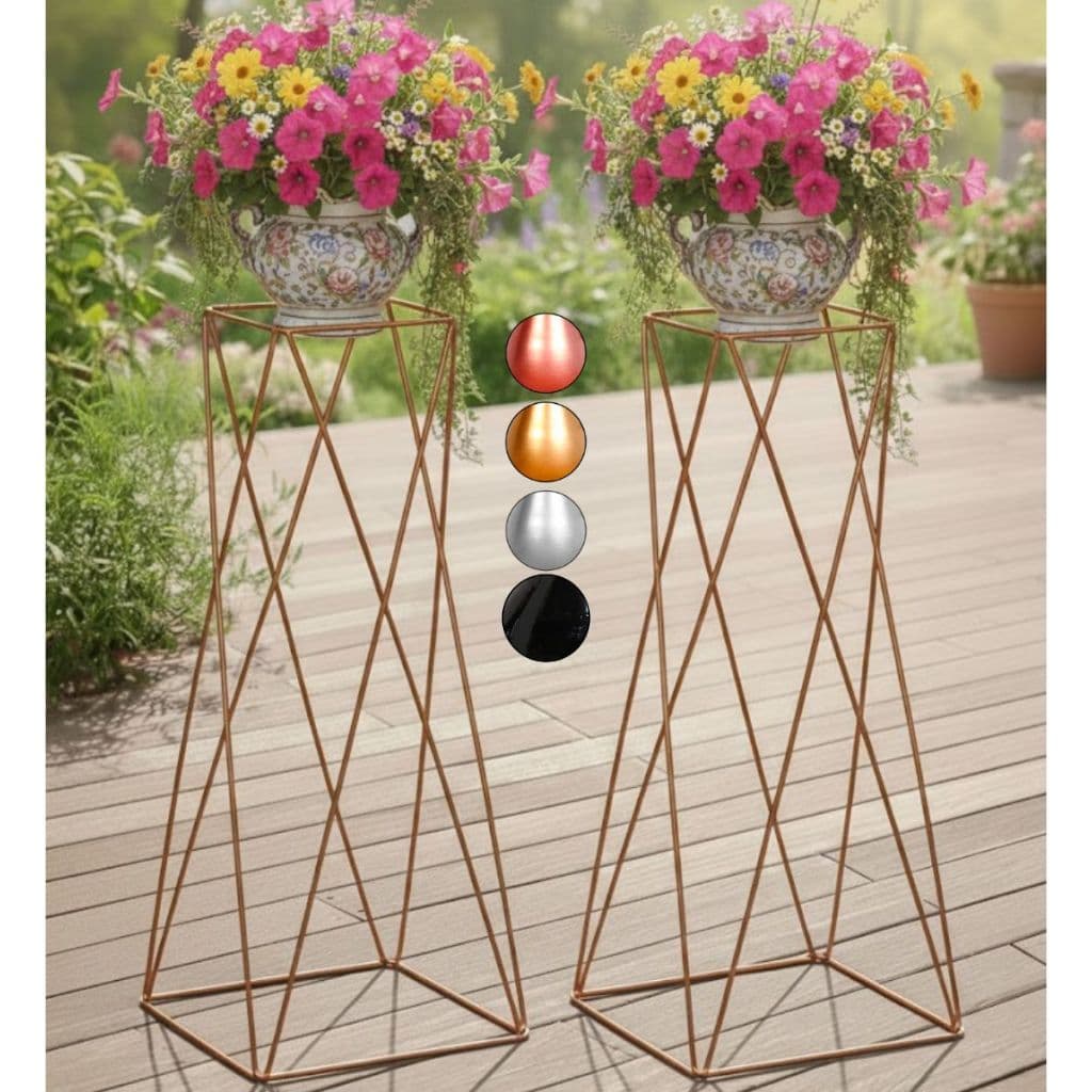 2 Suporte Tripé Plantas Vaso Chão Quadrado Alto Grande 40cm