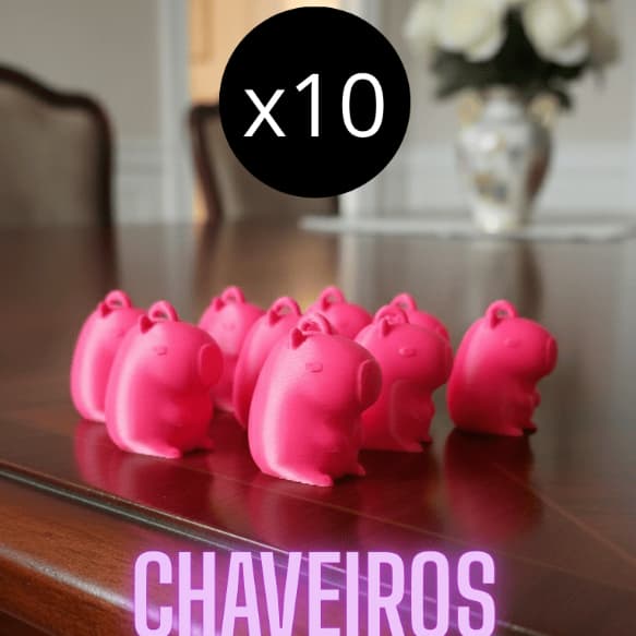 Kit 10 Mini Capivaras para Chaveiro - Lembrancinha