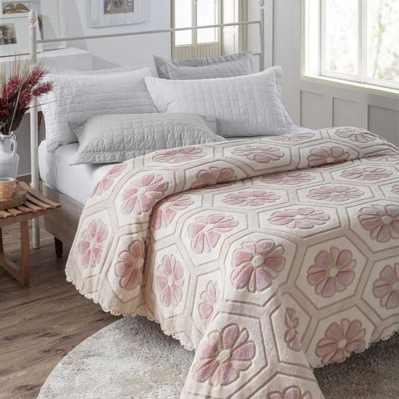 Colcha Aveludada Relevo Queen Jolitex LAmore Baunilha 2,40x2,60m Cobre Leito Macio Enxoval Moderno