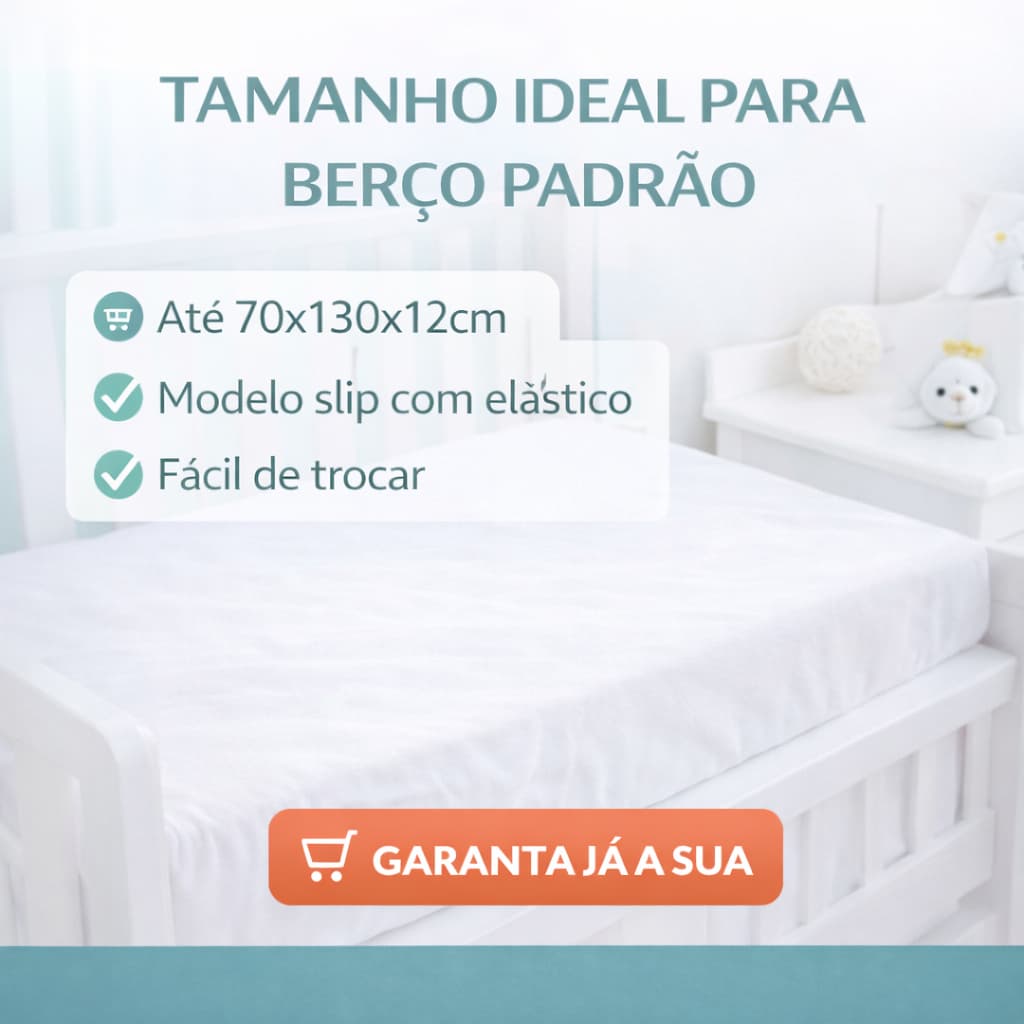 Capa de Berço Impermeável com Elástico Protetor de Colchão Antiácaro Antialérgico 100% Contra Líquidos NÃO É Malha