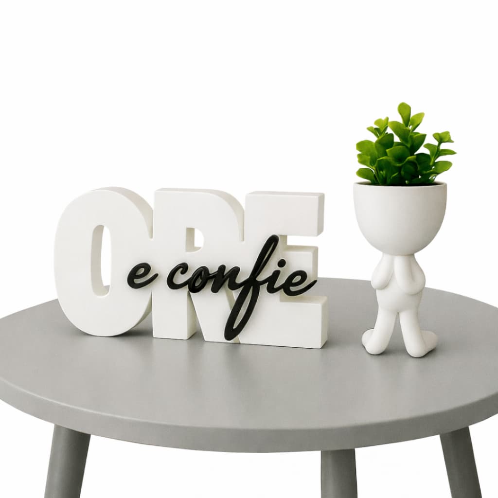 Ore e Confie Decorativo + Vaso Bob  | Decoração Cristã Bíblica para Quarto, Escritório ou Cantinho de Oração