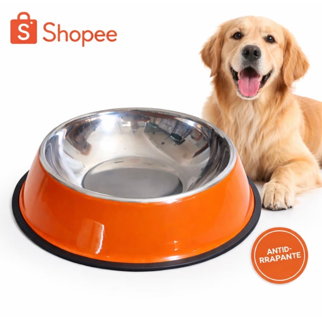 Pote Comedouro Inox 500ml para Cães e Gatos com Base Antiderrapante