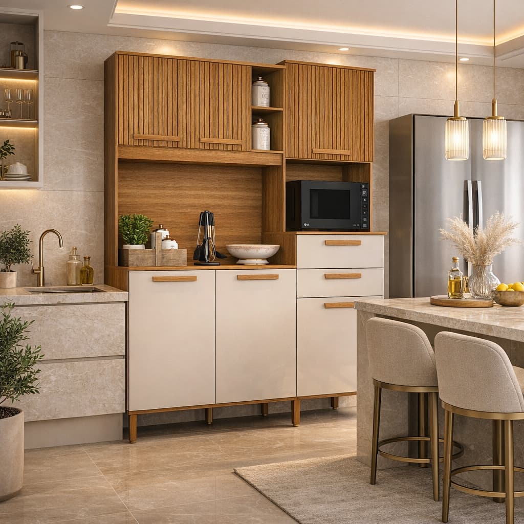 Armário De Cozinha Zeus 6 Portas 160cm Multiuso P/ Área Gourmet Completo