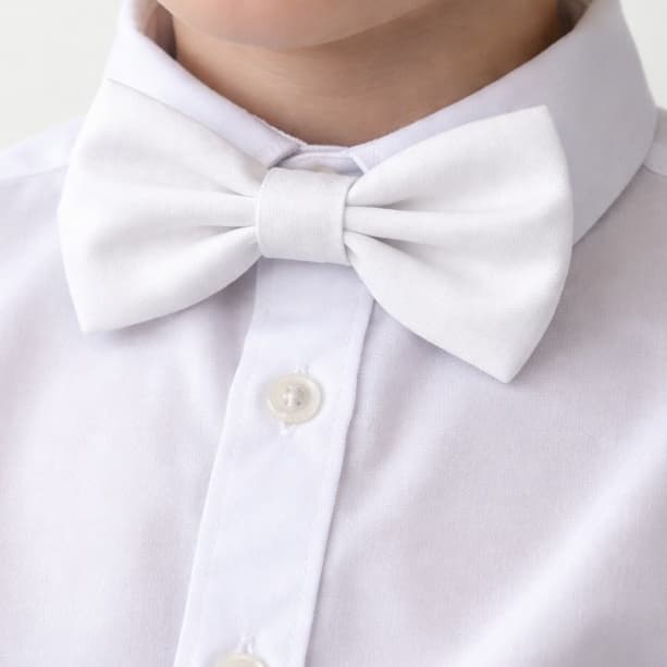 Gravata Borboleta Branca Adulto e Infantil Para Padrinhos e Pajens de Casamento e Eventos Social