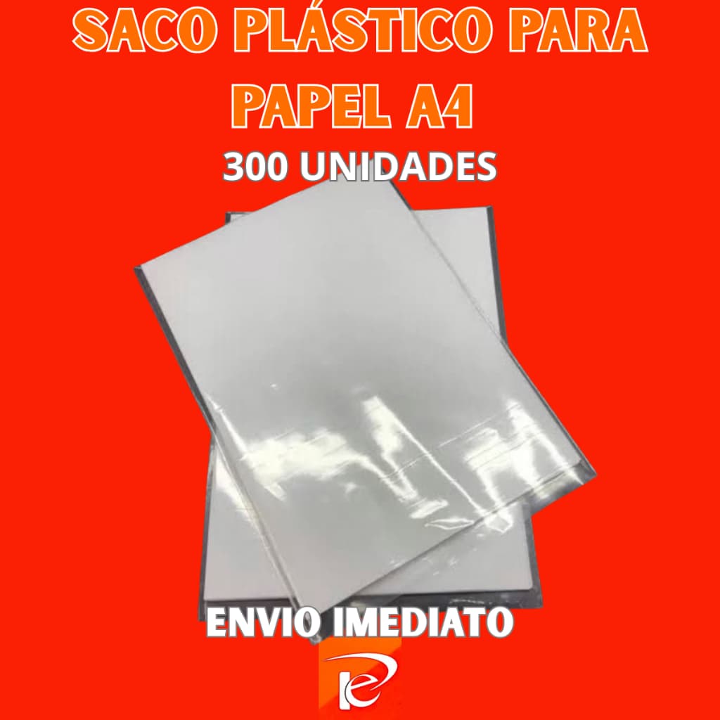 Saco Plástico para Papel A4 Documentos Arquivos Sem Furo 24x33x08 em Polietileno