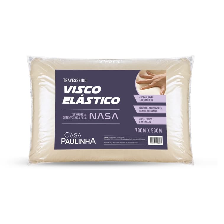 Travesseiro Viscoelástico Nasa 70cm X 50cm Ortopédico