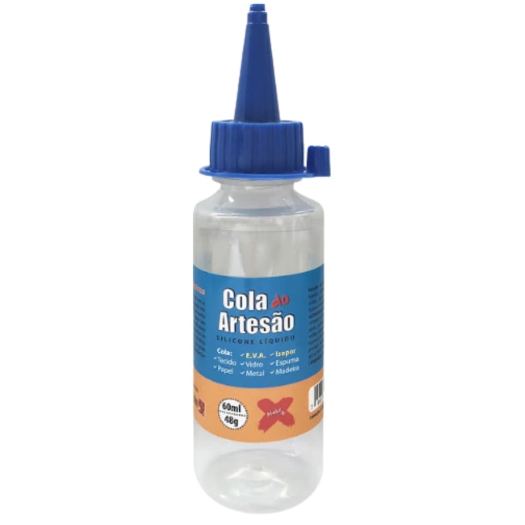 Cola Silicone Artesão Líquida 60ml Caixa Com 24 Unidades Transparente Decorações Artesanato