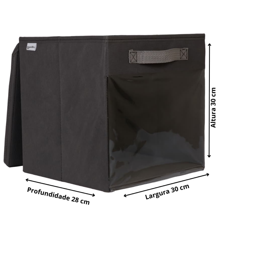 Kit 4 Caixa Organizadora De 28x30x28 Com Visor E Tampa