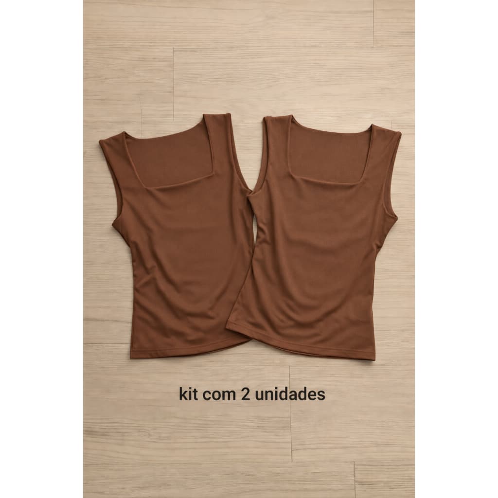 Kit 2 Regata Feminina Gola Quadrada Suplex Premium