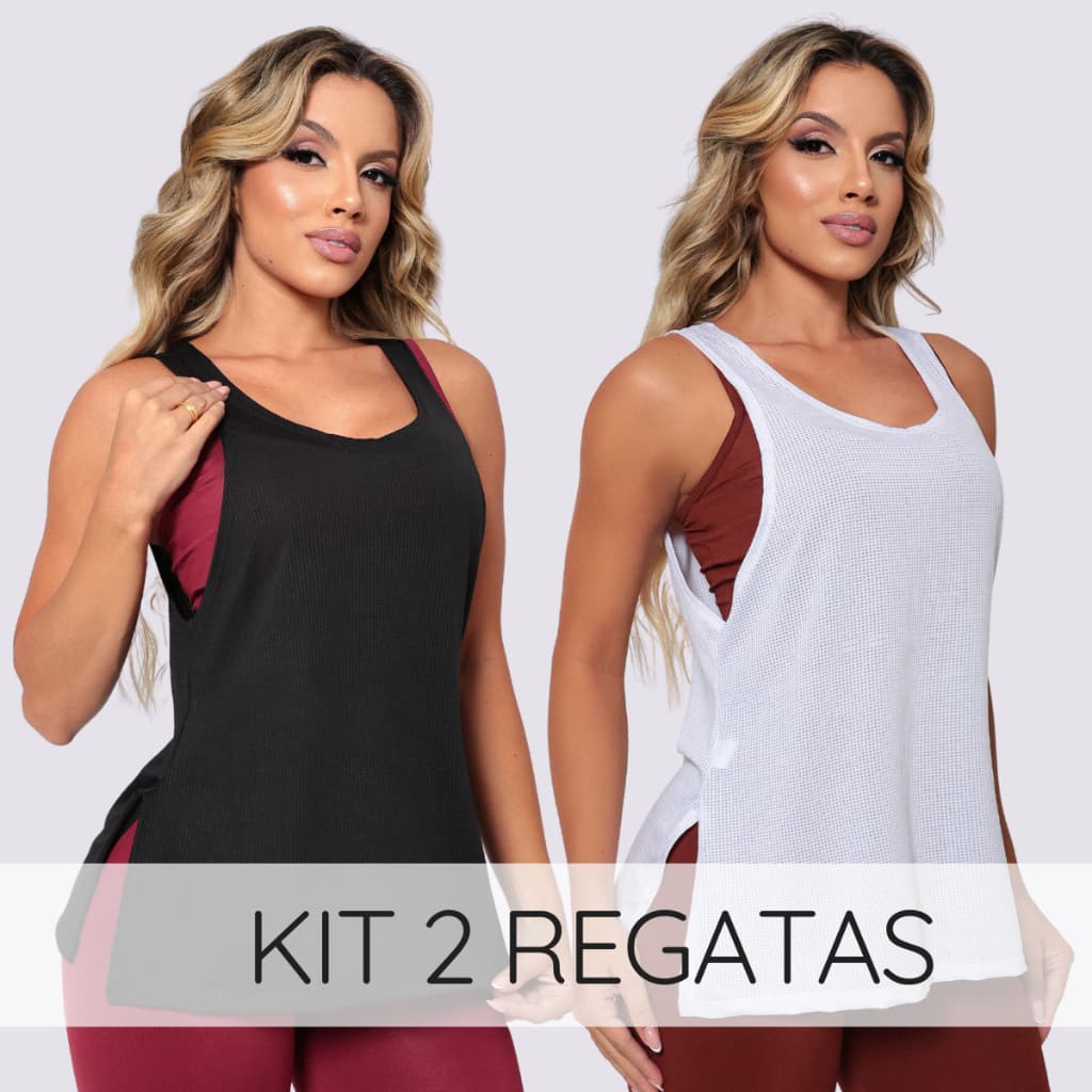 Kit 2 Regatas academia feminina regatão furadinha dry fit blusa moda fitness corrida musculação