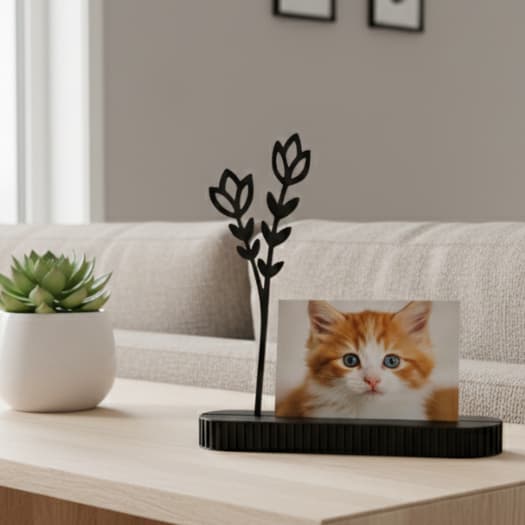 Porta Retrato Flor Minimalista 3D | Porta Foto Decorativo | Decoração Moderna Sala e Escritório