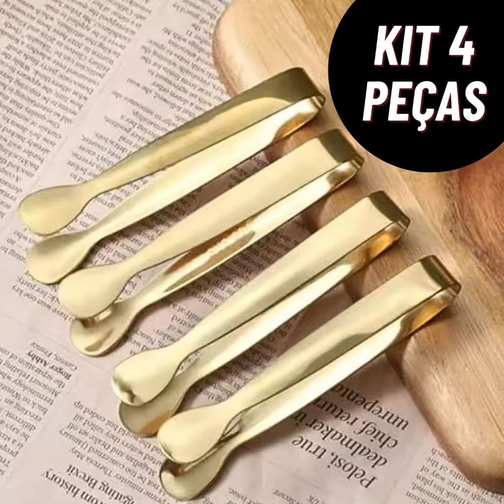 Kit 4 Pegadores de Gelo Pinças Multifuncionais para Bar Frios Drinks Petiscos