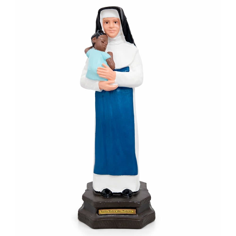 Imagem de Santa Irmã Dulce em Borracha Inquebrável - 20 cm Arte Sacra Católica Estatua Estatueta