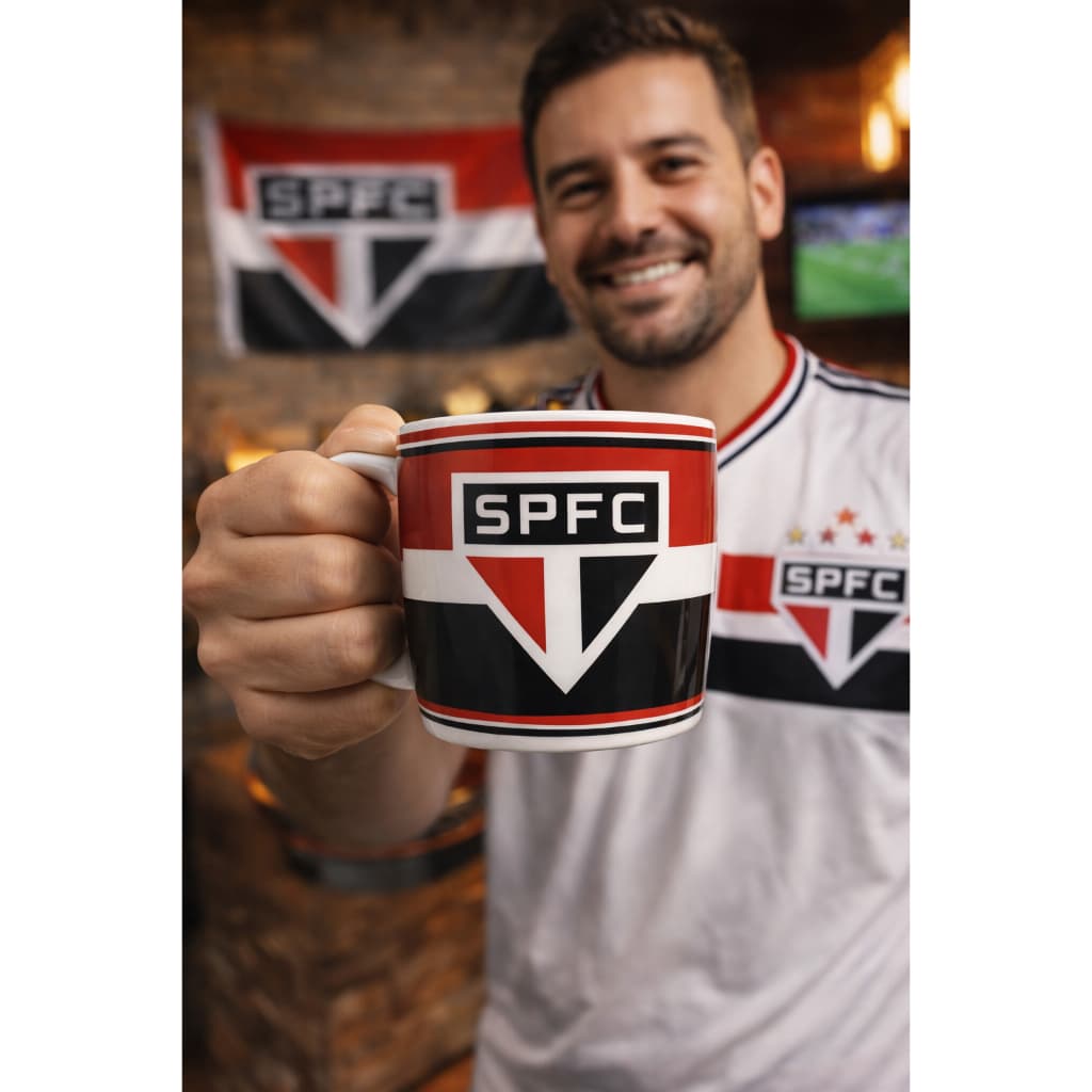 Caneca Porcelana 360ml São Paulo Oficial Café Chá Licenciado