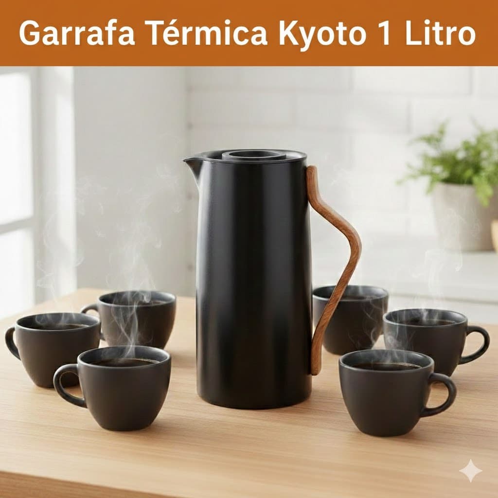 Garrafa Termica Resistente Inox 1 Litro Conserva Bebidas Quentes Frias Design Moderno