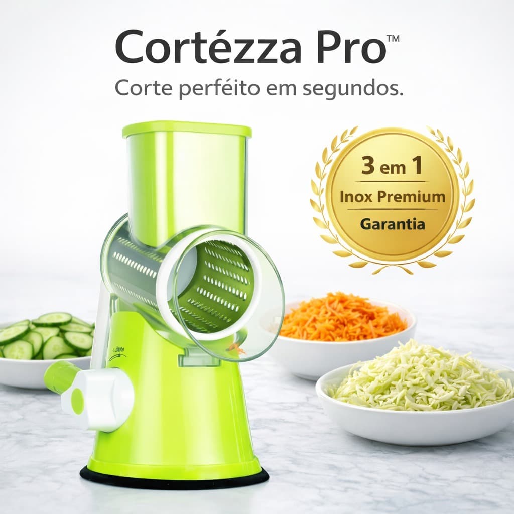 Ralador Fatiador Moedor Giratório 3 em 1 Inox de Legumes Queijos Cortezza Pro