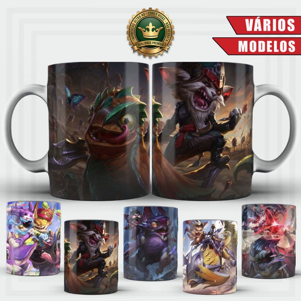 Caneca KLED Vários Modelos Jogo League Of Legends LOL Caneca de Porcelana