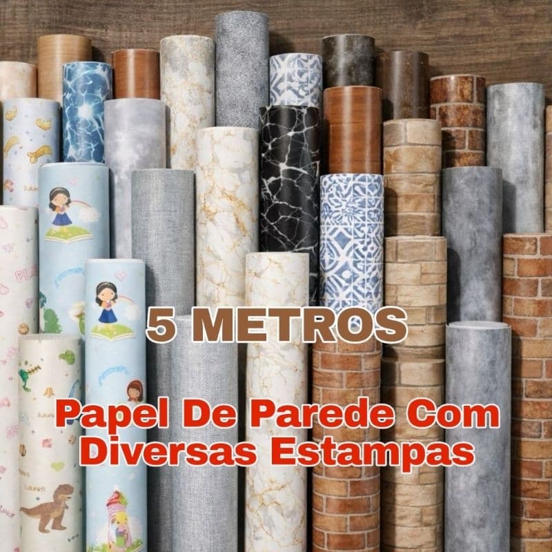 Papel De Parede Adesivo 5 METROS x 45CM Autocolante Ripado / Madeirado / Filetado / Granito / Preto