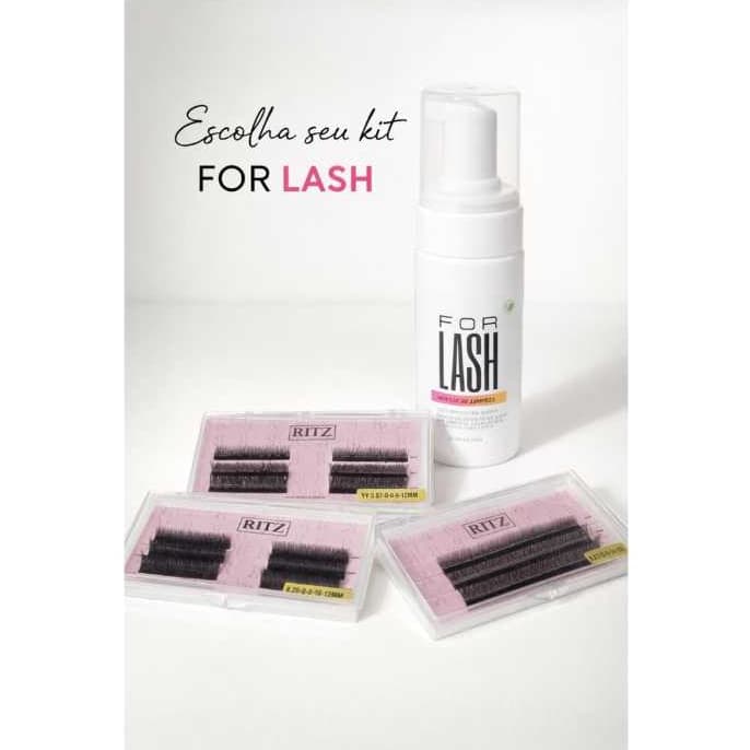 Combo Espuma + Par de Cílios - Mousse de Limpeza Higienizadora Para Extensão de Cílios - FOR LASH