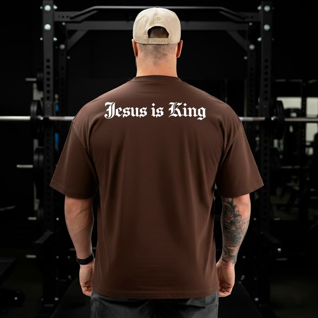 Camiseta Oversized Maromba Gospel Masculina Jesus é Rei Jesus Is King Minimal Estampa Cristã Street