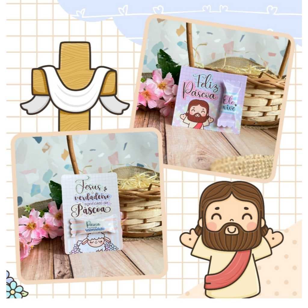 50  Card de Páscoa mimos para clientes( bala /bis )  Tag Lembrancinha (nao acompanha chocolate)