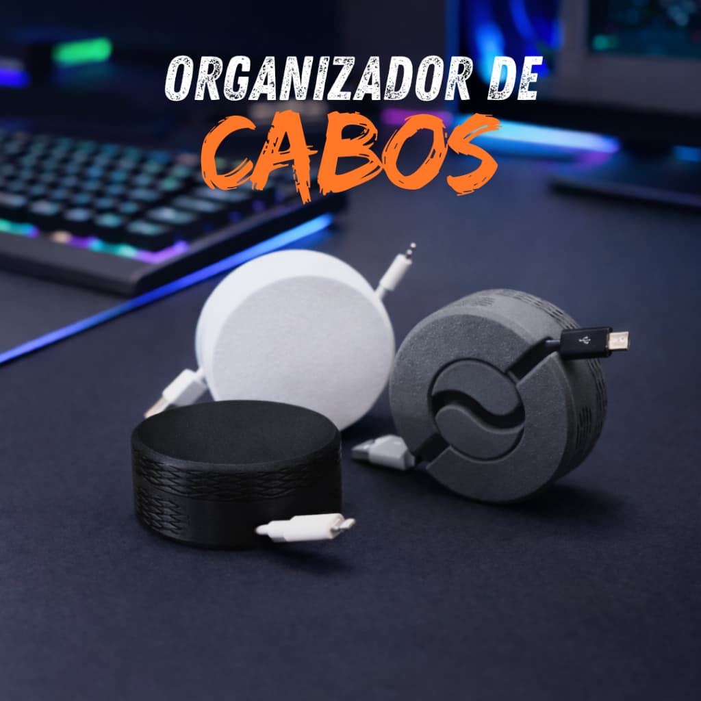 Enrolador de Cabos Ergonômico Portátil | Organizador Compacto para Cabos USB, Tipo-C e Fone | Leve e Prático