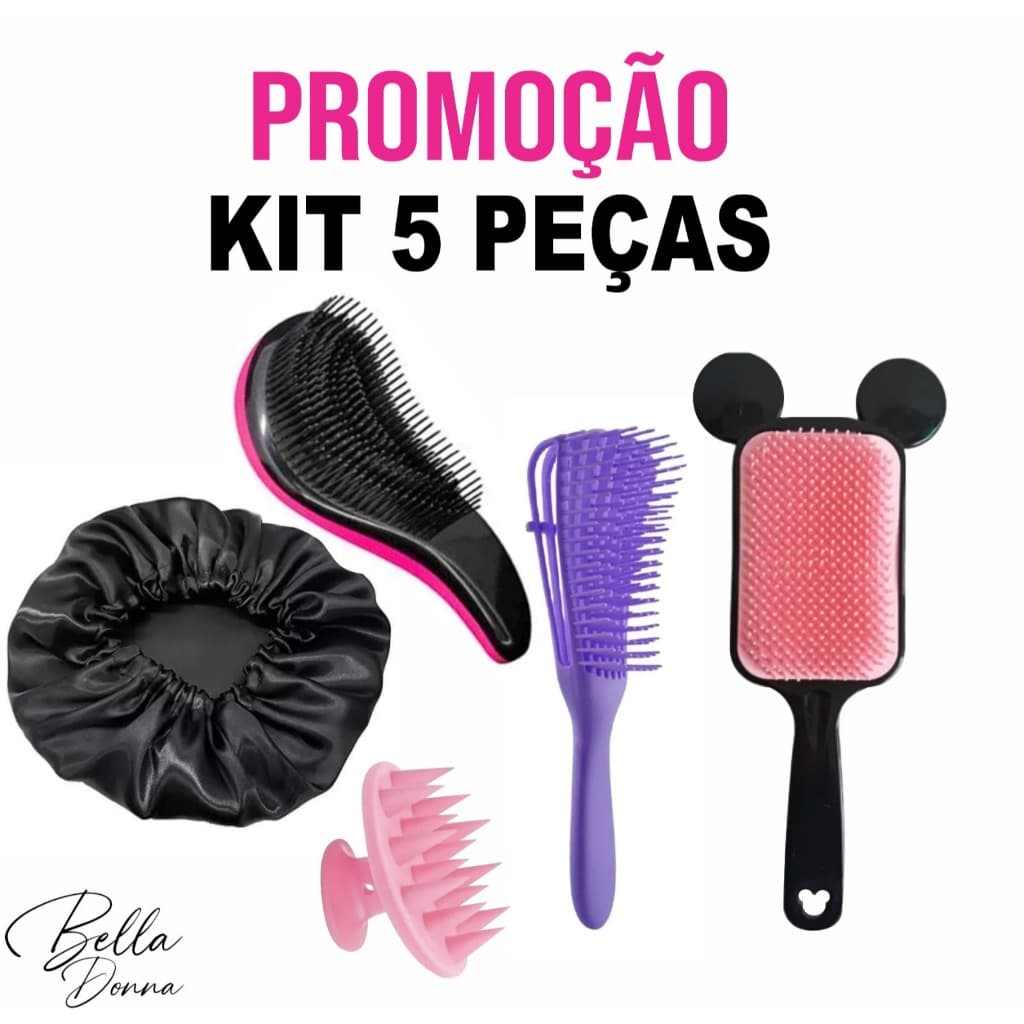 Kit com 4 Escovas + 1 Touca Cetim.