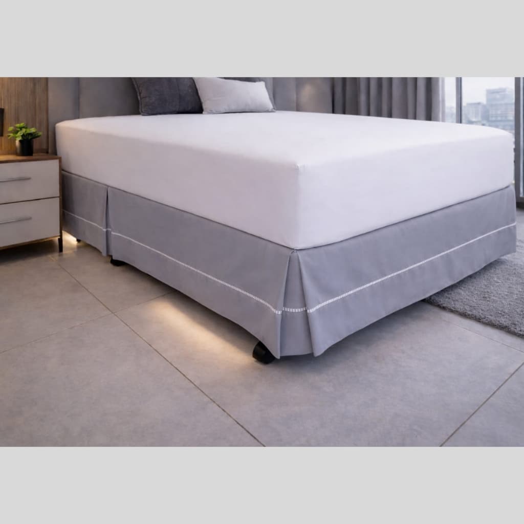 SAIA PARA CAMA BOX PREMIUM KING SIZE PERCAL 180 FIOS DETALHE PONTO PALITO