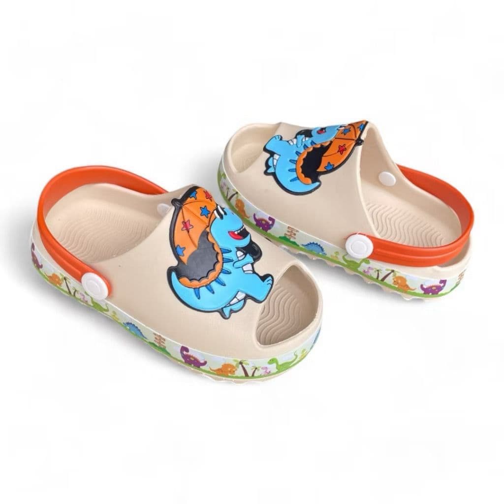 Sandália Infantil Dino Menino Slide Baby Nuvem Dinossauro Confortável Macio Leve Antiderrapante