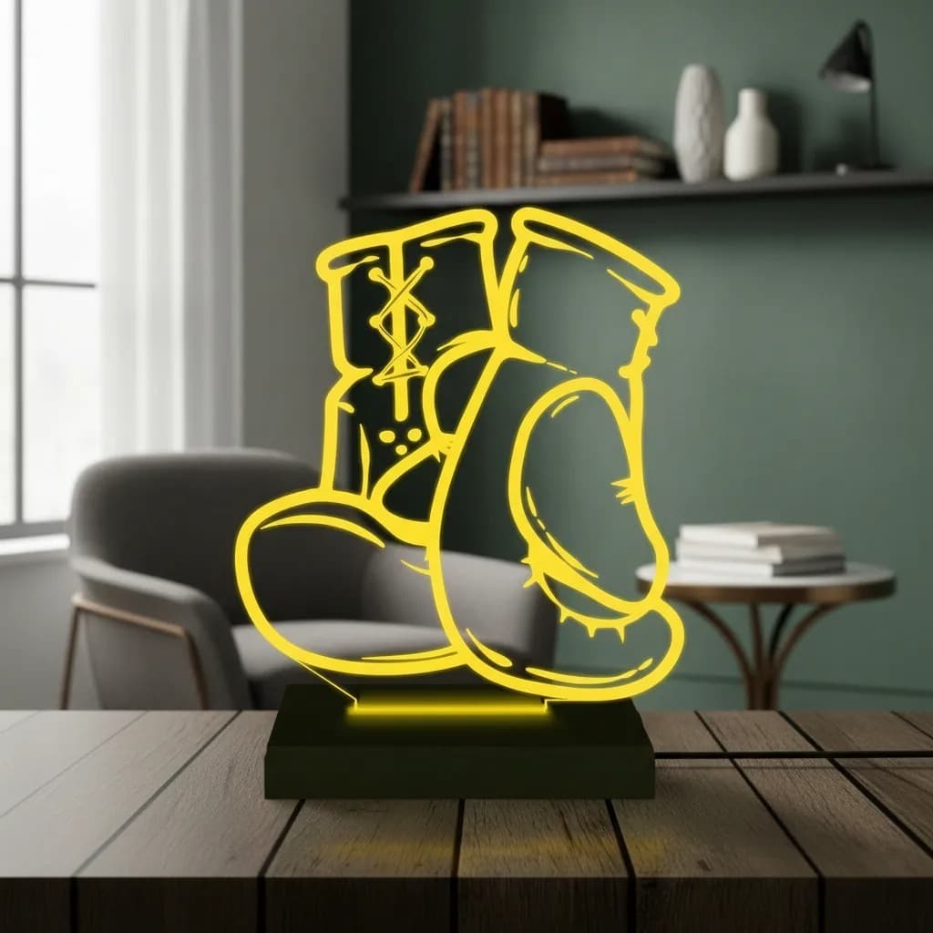Luminária Led 3d | Luva Boxe Luta | Abajur Presente Criativo Decoração