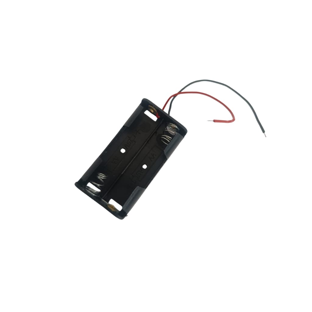 Suporte para 2 Pilhas AA com Fios – 3v Canoa Preto para Projetos Eletrônicos / Brinquedos/ kits educativos- AA PILHAS U
