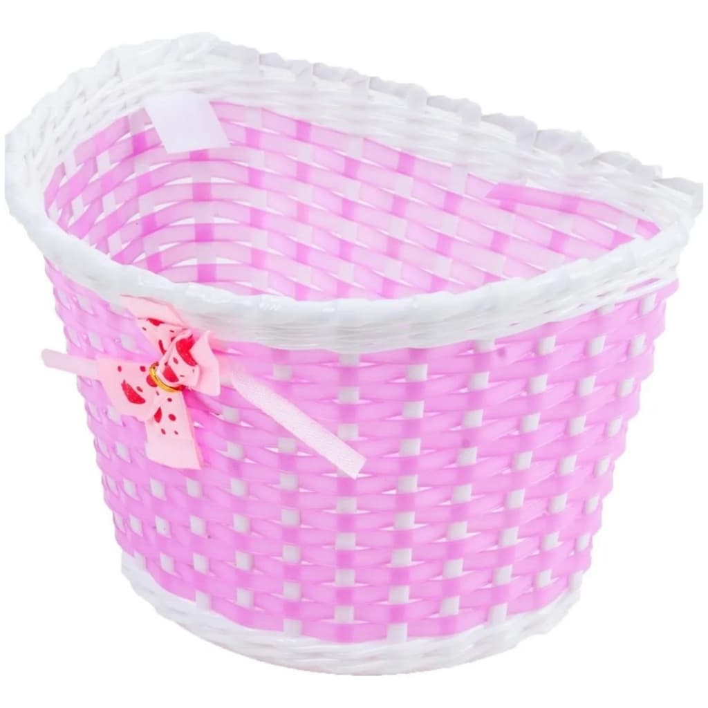 Cesta Plástica Dianteira Infantil C.Jiangsu Para Bicicleta Rosa/Branca