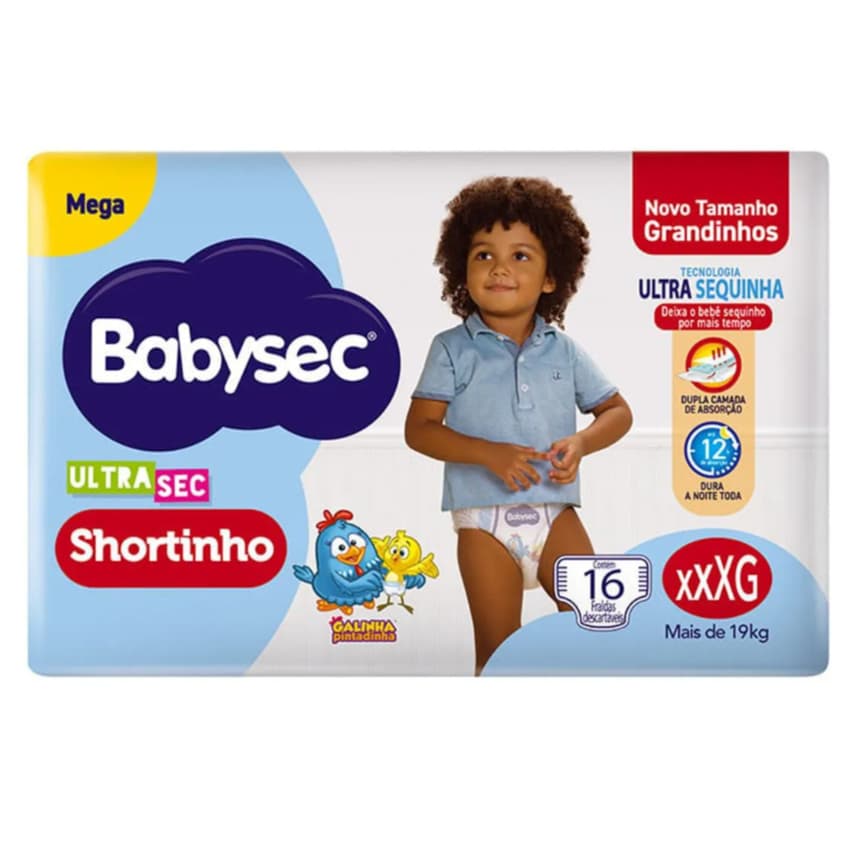 Fralda Babysec Ultra Shortinho Mega XXXG 16UN
